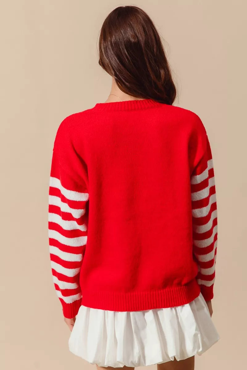 SO ME Christmas Snowflake Crochet Embellished Sweater West2East Surf