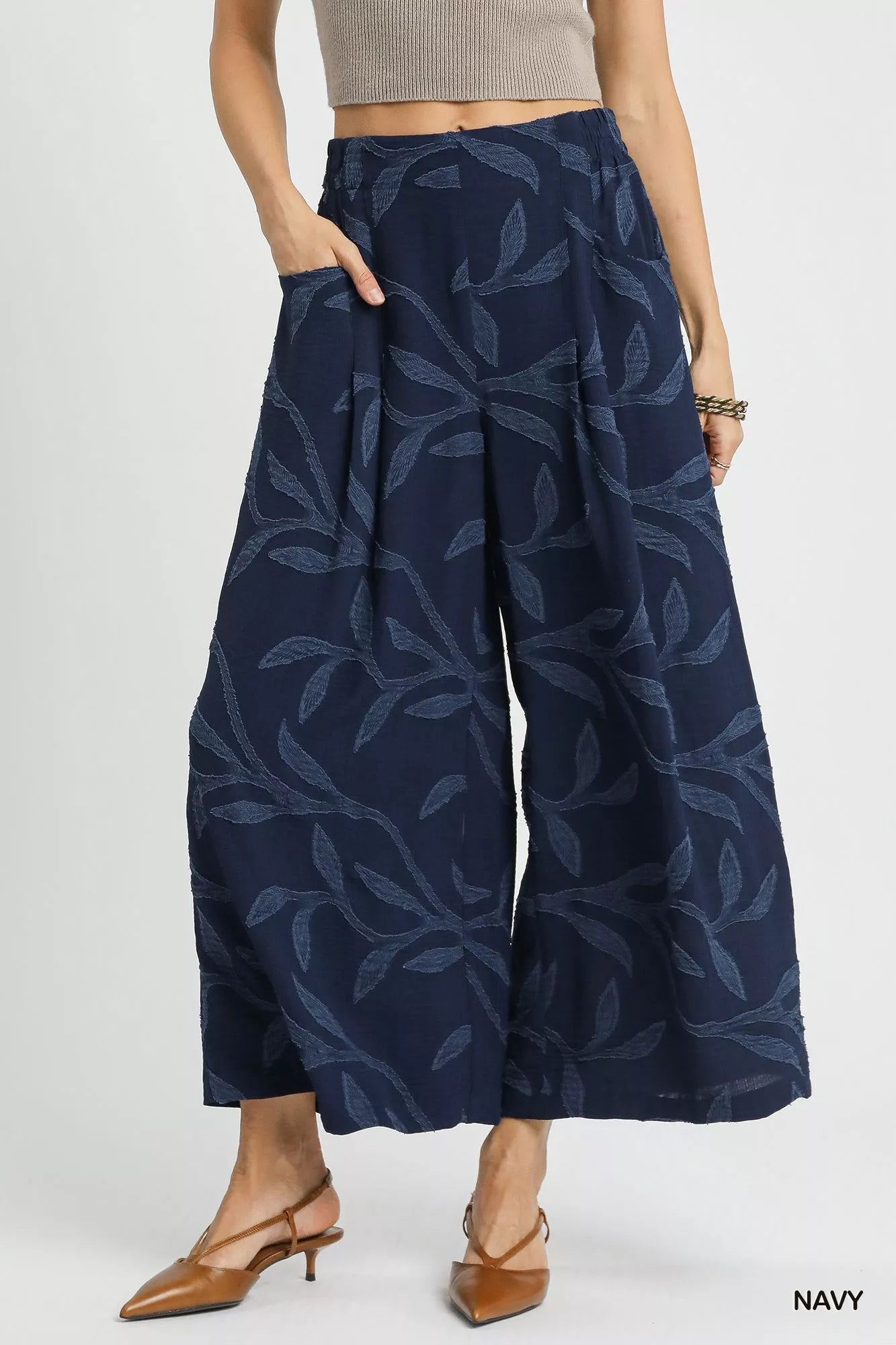 Umgee Jacquard Wide-Leg Pants West2East Surf