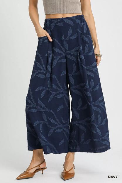 Umgee Jacquard Wide-Leg Pants West2East Surf