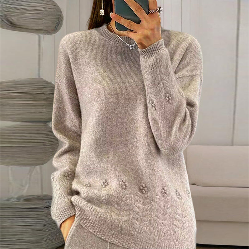 Women's Solid Color 3D Floral Embroidered Sweater FitiqueFit