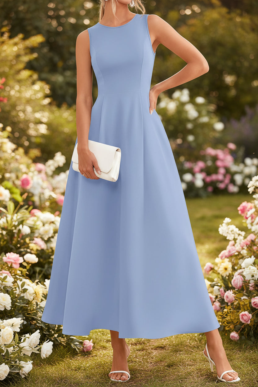 Women's Slim-Fit Long Vest Dress – A-Line High-Waist Sleeveless FitiqueFit