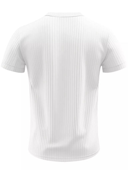 Men's Full Size Ribbed Button-Down Casual T-Shirt Plus Size New Era Fashion LLc