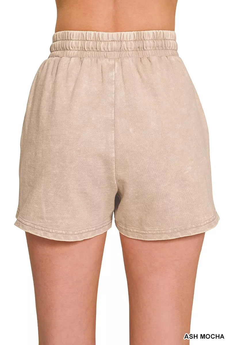 Zenana French Terry Acid Washed Relaxed Top & Short Set New Era Fashion LLc