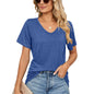🌼 Women's V-Neck Pleated Loose-Fit T-Shirt – Effortless Summer Elegance FitiqueFit