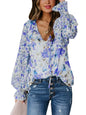 Full Size Floral Print Smocked Cuff Blouse Plus Size New Era Fashion LLc