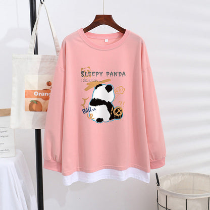 Women's Trendy Sweater Thin Loose Plus Size Fake Two Piece Top See size chart under “more details” The Fashion Celestial