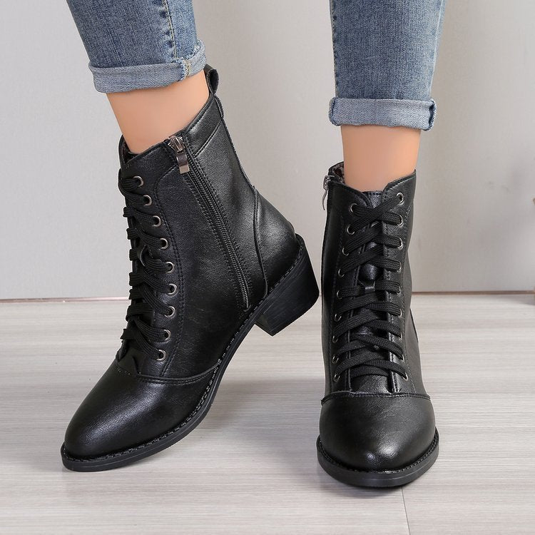 British Style High-Top Zipper Leather Boots — Women’s Trend Fashion Boots FitiqueFit