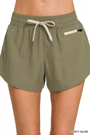 Zenana Soft Woven Lined Shorts With Zip Coin Pocket New Era Fashion LLc
