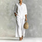 Cotton-Linen Shirt & Wide-Leg Pants Suit – 6 Colors, S–5XL FitiqueFit