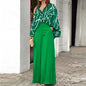 Women's Printed Shirt Wide Leg Pants Fashion Casual Set See size chart under “more details” The Fashion Celestial