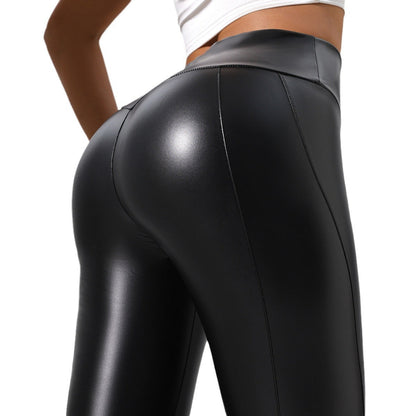 Women’s Patchwork Leather Pants for Running, Fitness and Yoga FitiqueFit