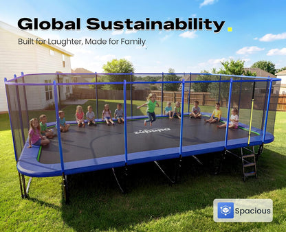 2500LBS Weight Capacity Rectangle Trampoline 13X23Ft Outdoor Square Gymnastics Trampolines with 10-Year Quality Assurance for Kids Adults Large Commercial Grade Rectangular Pro Trampoline