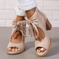 Platform Chunky High Heels Women's Sandals Bow Decoration Open Toe Block Ankle Strap Sandals For Dress Bridal Party Shoes New Era Fashion LLc
