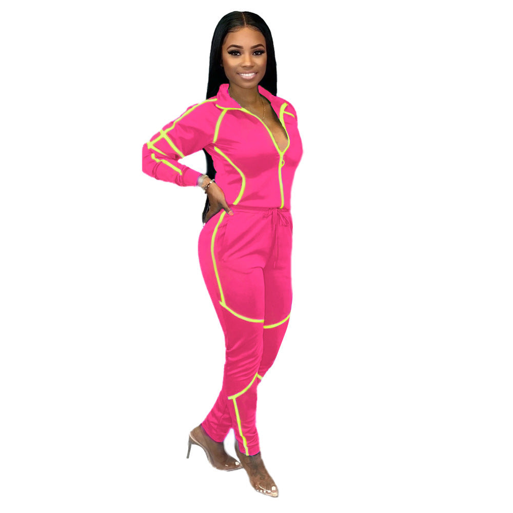 Womens Casual Sportswear Set With Unique Patchwork And Solid Colors New Era Fashion LLc