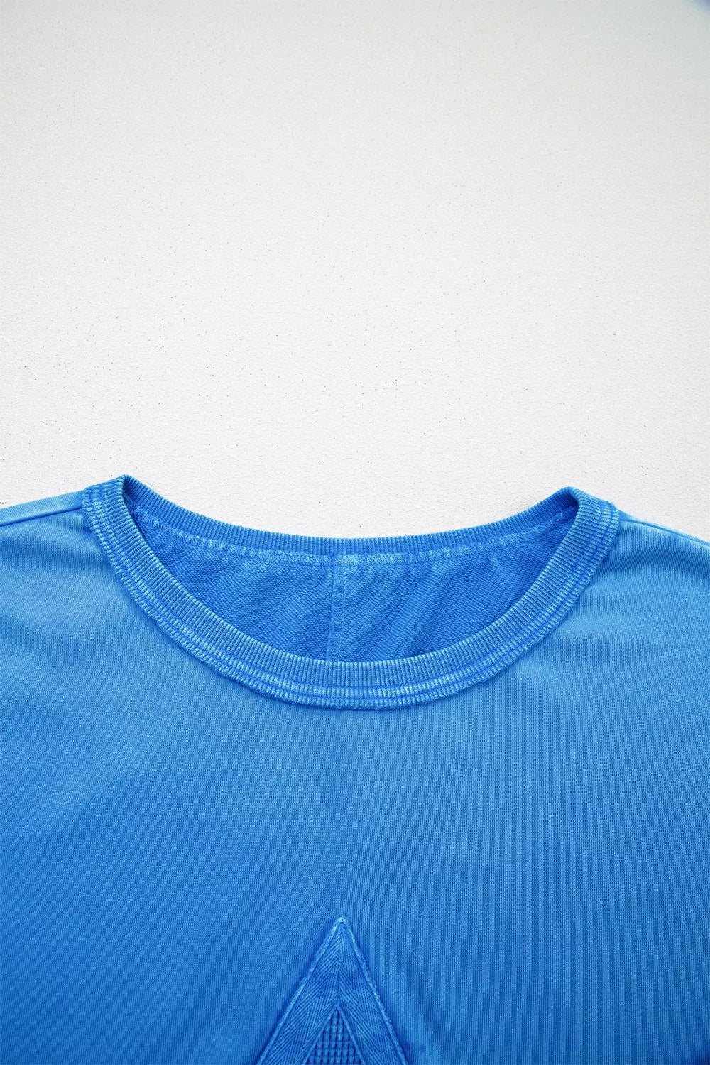Mineral Wash Star Mesh Patchwork Oversize Tee New Era Fashion LLc