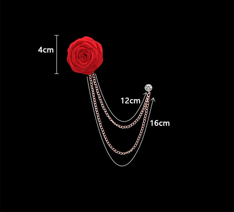 Men's Wedding Ceremony Groom Handmade Rose Chain Brooch NovaCart