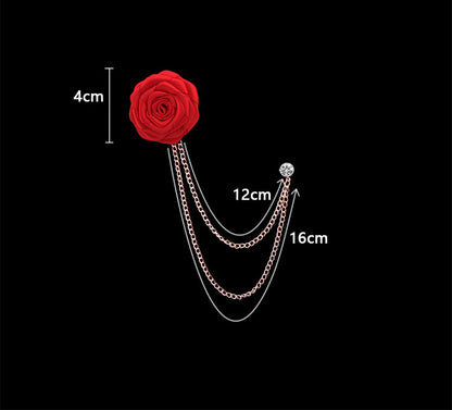 Men's Wedding Ceremony Groom Handmade Rose Chain Brooch NovaCart