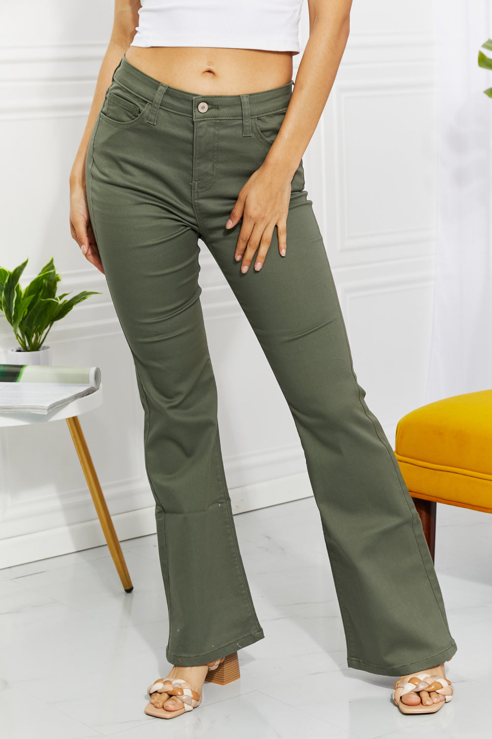 Zenana Clementine Full Size High-Rise Bootcut Jeans in Olive New Era Fashion LLc