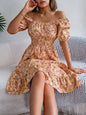 Floral Print Square Collar Dress Summer Fashion Ruffles Dresses Women's Clothing Grayceful LLC