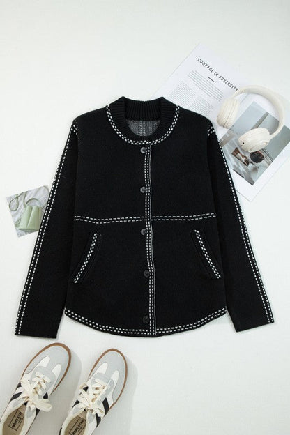 Contrast Trim Button-Up Sweater Cardigan Shop Style & More | Fresh Looks, Everyday Deals & Free Shipping