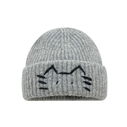 Women’s Cute Cat Line Design Knitted Hat – Warm Fall & Winter Beanie FitiqueFit