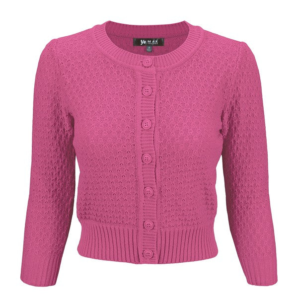 3/4 Sleeve Cute Pattern Cropped Cardigan Sweater Shop Style & More | Fresh Looks, Everyday Deals & Free Shipping