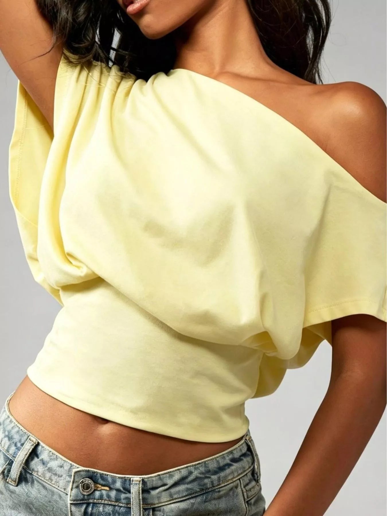 One Shoulder Crop T-Shirt New Era Fashion LLc
