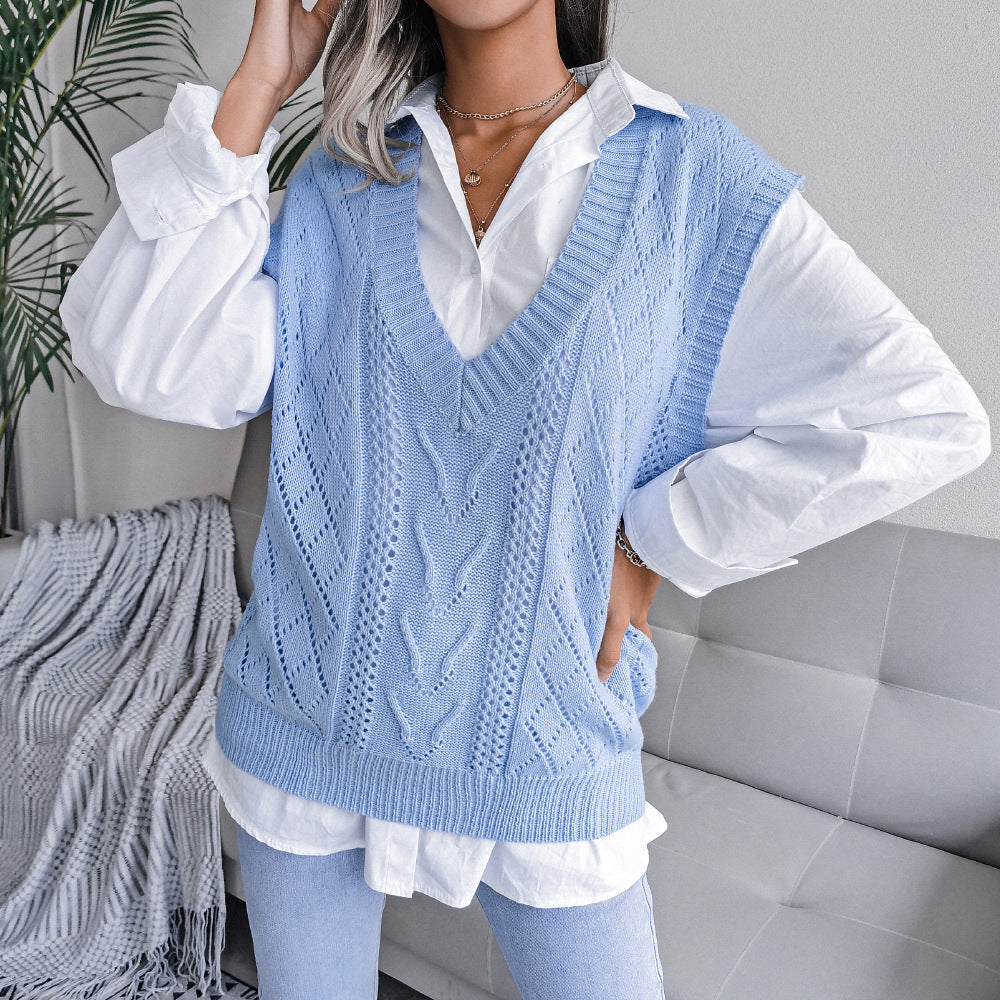 Women’s Hollowed Out Knit Vest FitiqueFit