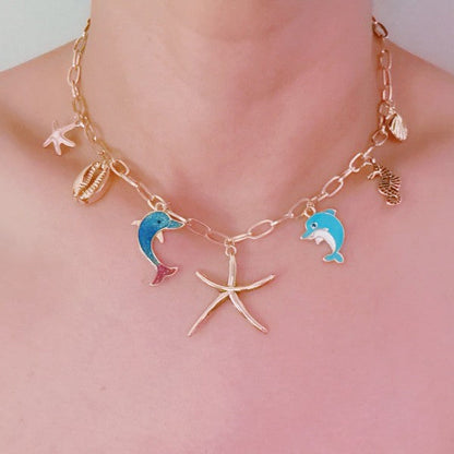 Ocean Play Charm Necklace – Dolphin, Starfish & Sh Shop Style & More | Fresh Looks, Everyday Deals & Free Shipping