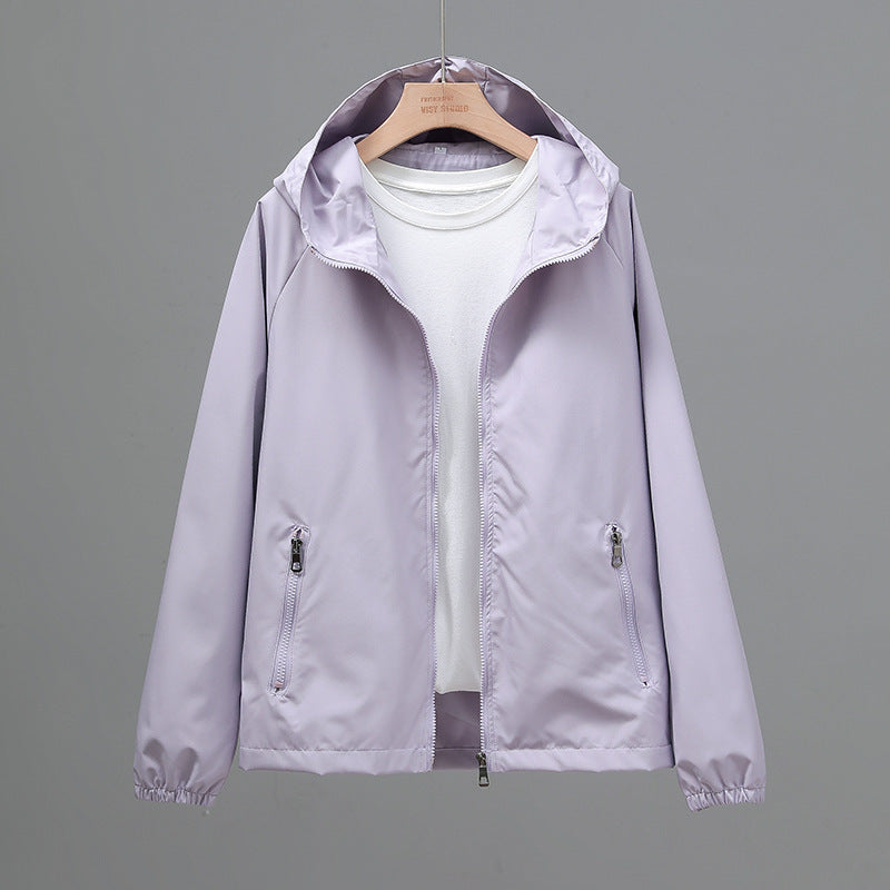 Women's Cropped Casual Loose Plus Size Hooded Thin Shell Jacket See size chart under “more details” The Fashion Celestial
