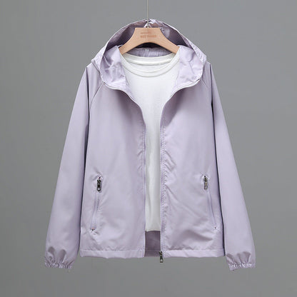 Women's Cropped Casual Loose Plus Size Hooded Thin Shell Jacket See size chart under “more details” The Fashion Celestial