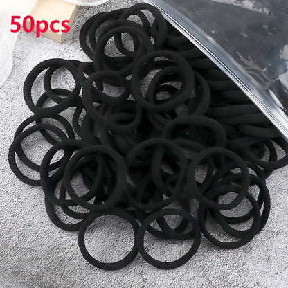 50pcs/Set Women   Basic Hair Bands 1.57inch Simple Solid Colors Elastic Headband Hair Ropes Ties Hair Accessories Ponytail Holder NovaCart
