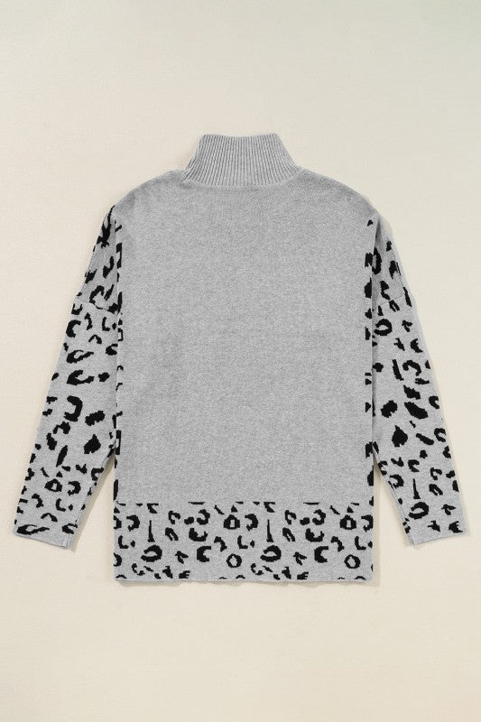 Leopard Mock Neck Side Slit Sweater Shop Style & More | Fresh Looks, Everyday Deals & Free Shipping