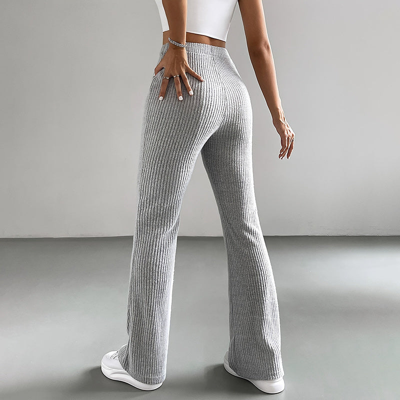 Solid Rib-Knit Pull-On Jogger Pants for Women FitiqueFit