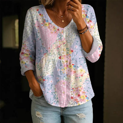 Women's Plus-Size Printed Cardigan – Boho Loose Fit 3/4 Sleeve Top FitiqueFit