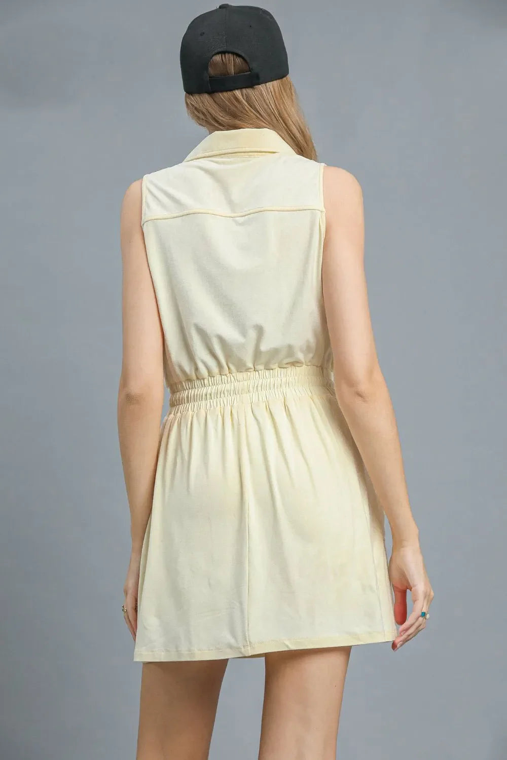Umgee Zip Front Drawstring Waist Sleeveless Dress West2East Surf