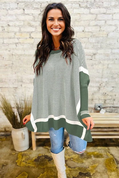 Stripe Colorblock Patchwork Dolman Sleeve Sweater Shop Style & More | Fresh Looks, Everyday Deals & Free Shipping