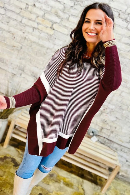Stripe Colorblock Patchwork Dolman Sleeve Sweater Shop Style & More | Fresh Looks, Everyday Deals & Free Shipping
