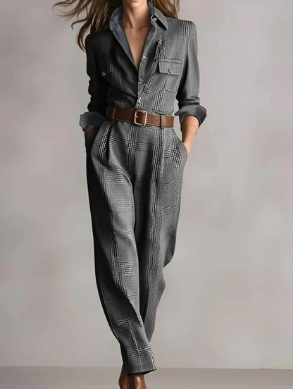 Notched Lapel Wide-leg Jumpsuit FitiqueFit