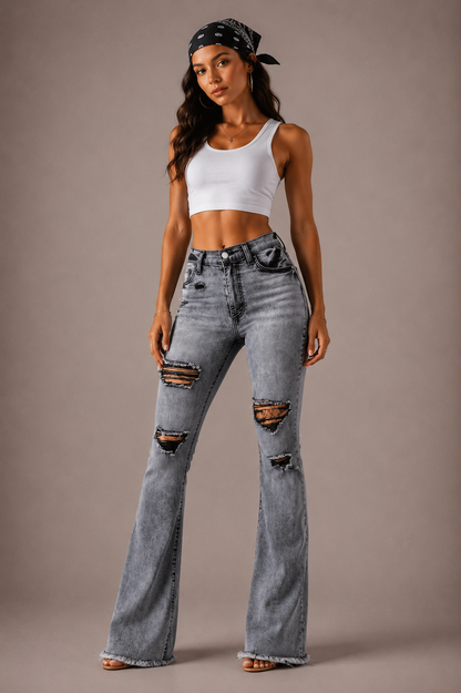 Storm Bell Bottom Jean in Charcoal Grey GJG DENIM