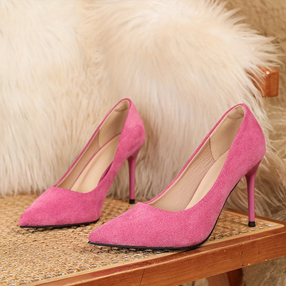 Ladies Pointed Toe Stiletto High Heels | Solid Color, Ultrahigh Heel, Flannel Upper, Tpu Sole, Synthetic faux leather Insole | Brand: Vipmrsking, Suitable For Fall Season, Women Shoes NovaCart