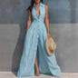 Women's High-Waist Lapel Shirt Maxi Dress – Elegant & Versatile FitiqueFit