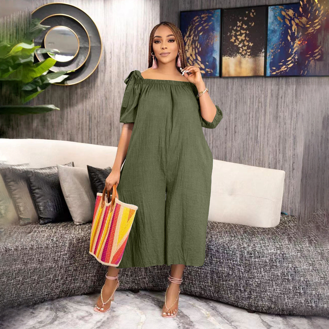 Casual Loose Cropped Jumpsuit Grayceful LLC