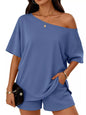 Full Size Boat Neck Tee and Shorts Set Plus Size New Era Fashion LLc