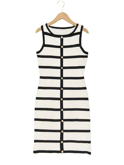 Contrast Stripe Knit Sleeveless Midi Dress – 5 Colors, S–L FitiqueFit