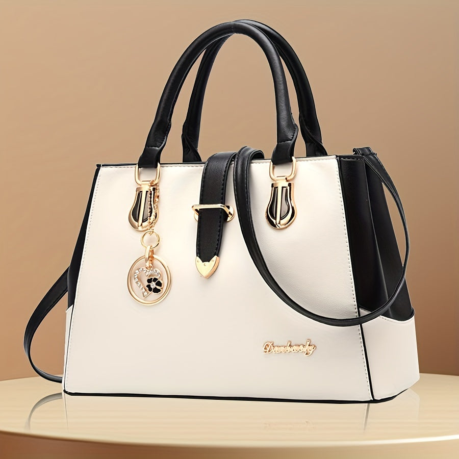 Fashionable Womens Letter Detail Shoulder Bag - Comfortable Double Handle, Spacious Purse for Work & Daily Use - Timeless Elegant Style NovaCart