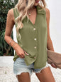 Women's Solid-Color Sleeveless Loose Vest Top – Button Detail FitiqueFit