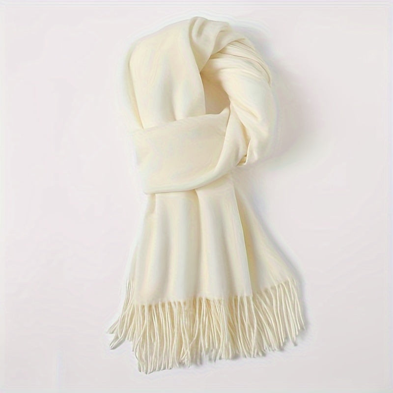 Solid Color Tassel Scarf, Hand Wash Only, Elegant Fringe Shawl for Women, Fashion Accessory NovaCart