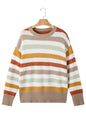 Multicolour Striped Colorblock Drop Shoulder Plus Size Sweater Garden Naked Curves