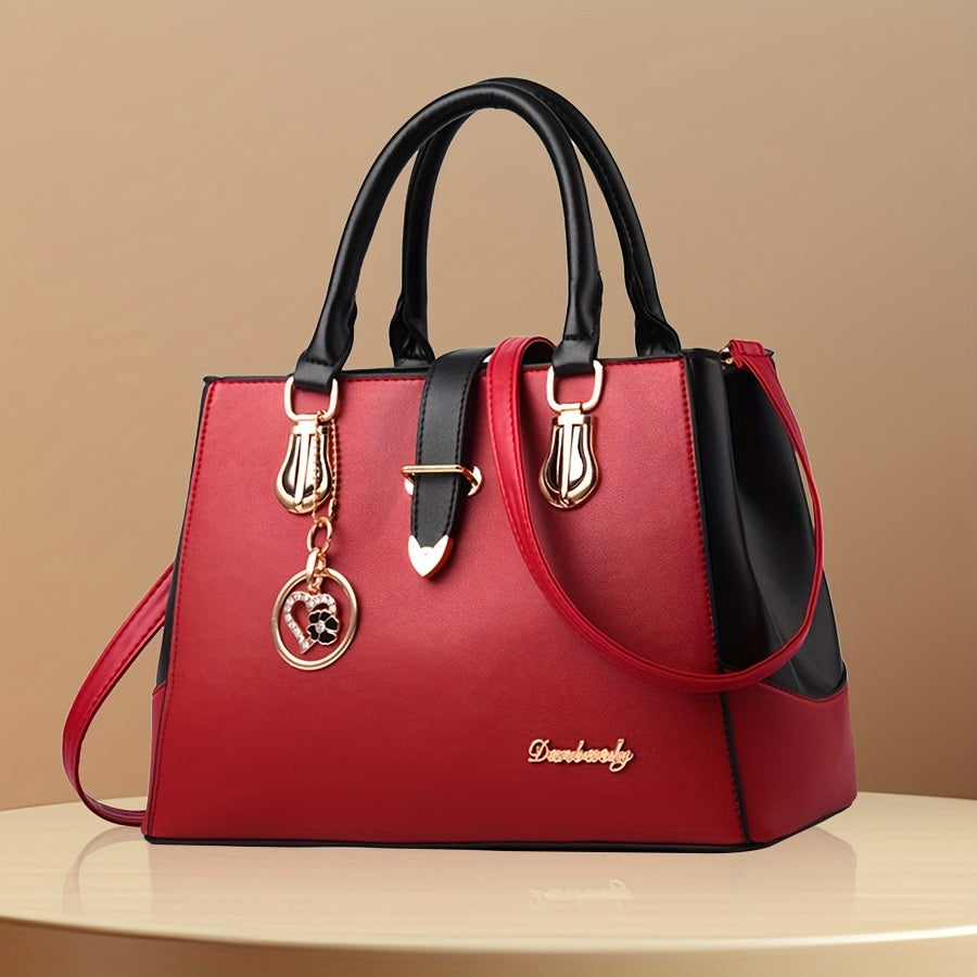 Fashionable Womens Letter Detail Shoulder Bag - Comfortable Double Handle, Spacious Purse for Work & Daily Use - Timeless Elegant Style NovaCart